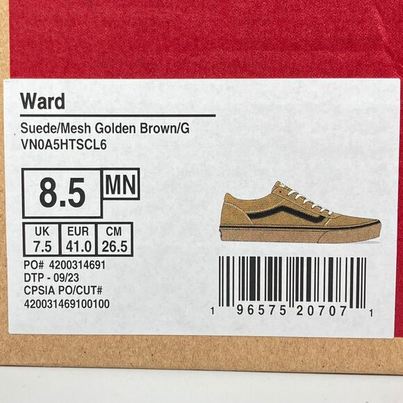 New VANS Ward Sneakers Mens 8.5 Brown Black Gold Suede Mesh Gum Sole VN0A5HTSCL6 main image 10